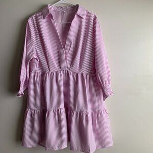 Shein pink and white shift dress Size Medium